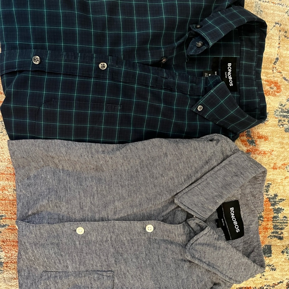 Bonobos Men's Navy Plaid and Heather Gray Shirts